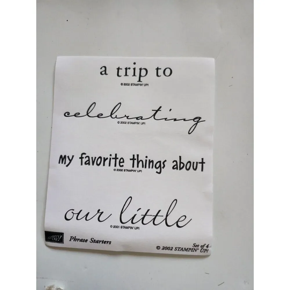 Stampin Up Rubber Stamp Set; Phrase Starters; 2002 B24